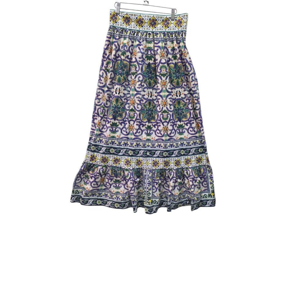 Antonio Melani Tegan Blue Yellow Mosaic Promenade Maxi Skirt Size 8 - Picture 1 of 7